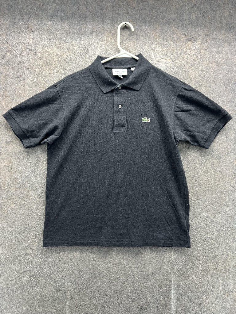 Lacoste Polo Shirt Mens Medium Gray Solid Classic Fit Cotton Short Sleeve Casual